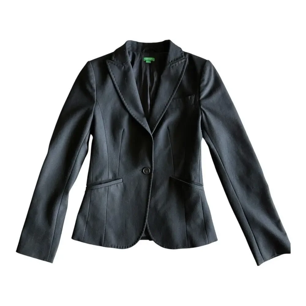 United Colors Of Benetton Vintage Single Button Black Blazer S